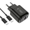 Ładowarka Sieciowa Tech-Protect NCA45W-GAN 2-Port PD45W QC3.0 Black + Kabel USB-C